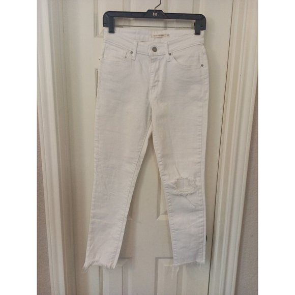 Women's Levi's 721 High Rise Frayed Hem Distressed Skinny Jeans Size 27 - Picture 2 of 8